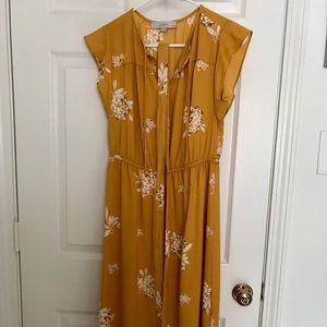 Ann Taylor LOFT mustard yellow floral dress